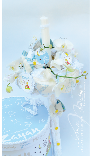 Lumanare de botez cu Micul Print pentru baieti, 65x4 cm, The little Prince 1